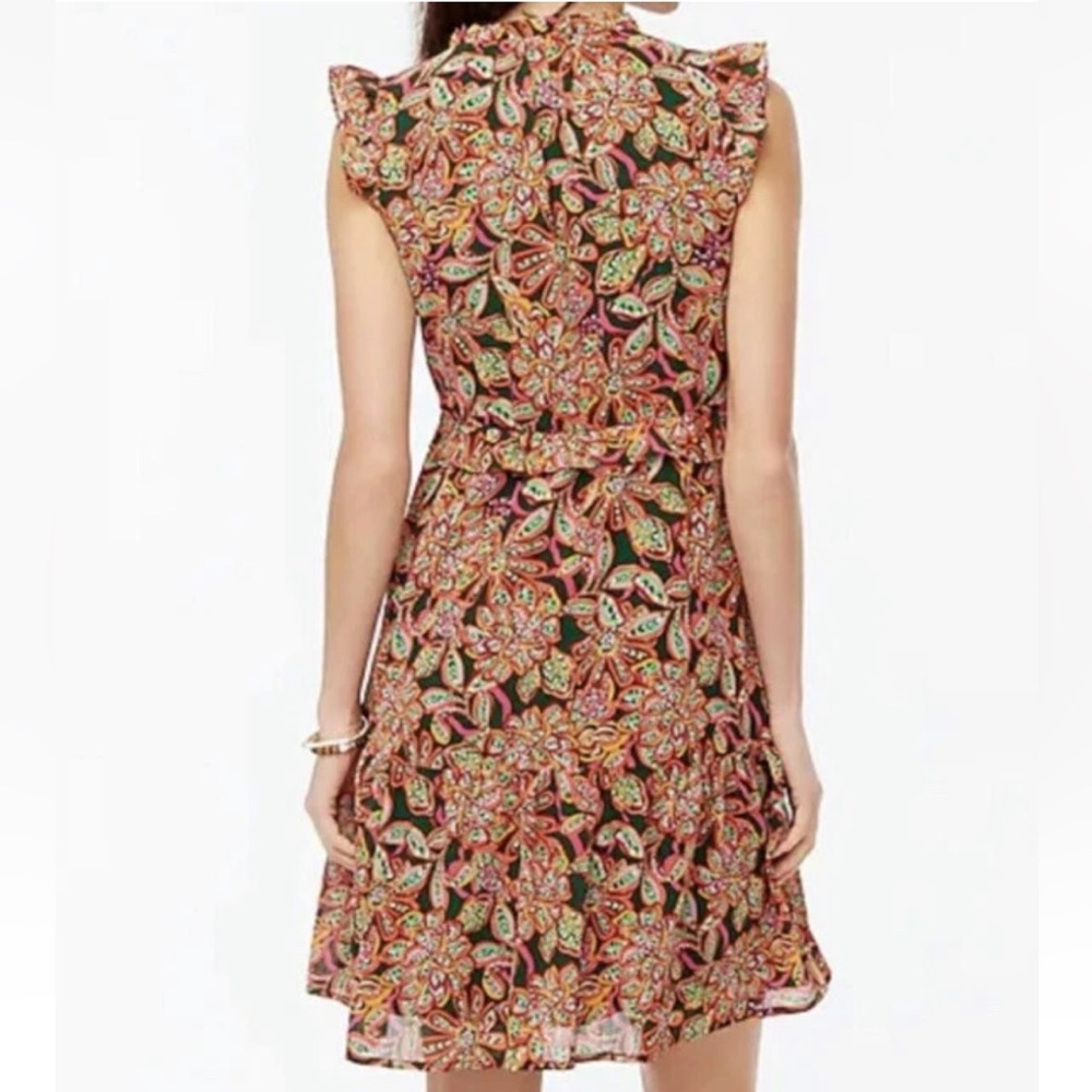 J. CREW Ruffle V-Neck Mini Dress Tropical Floral Print Size 2 - Picture 3 of 14